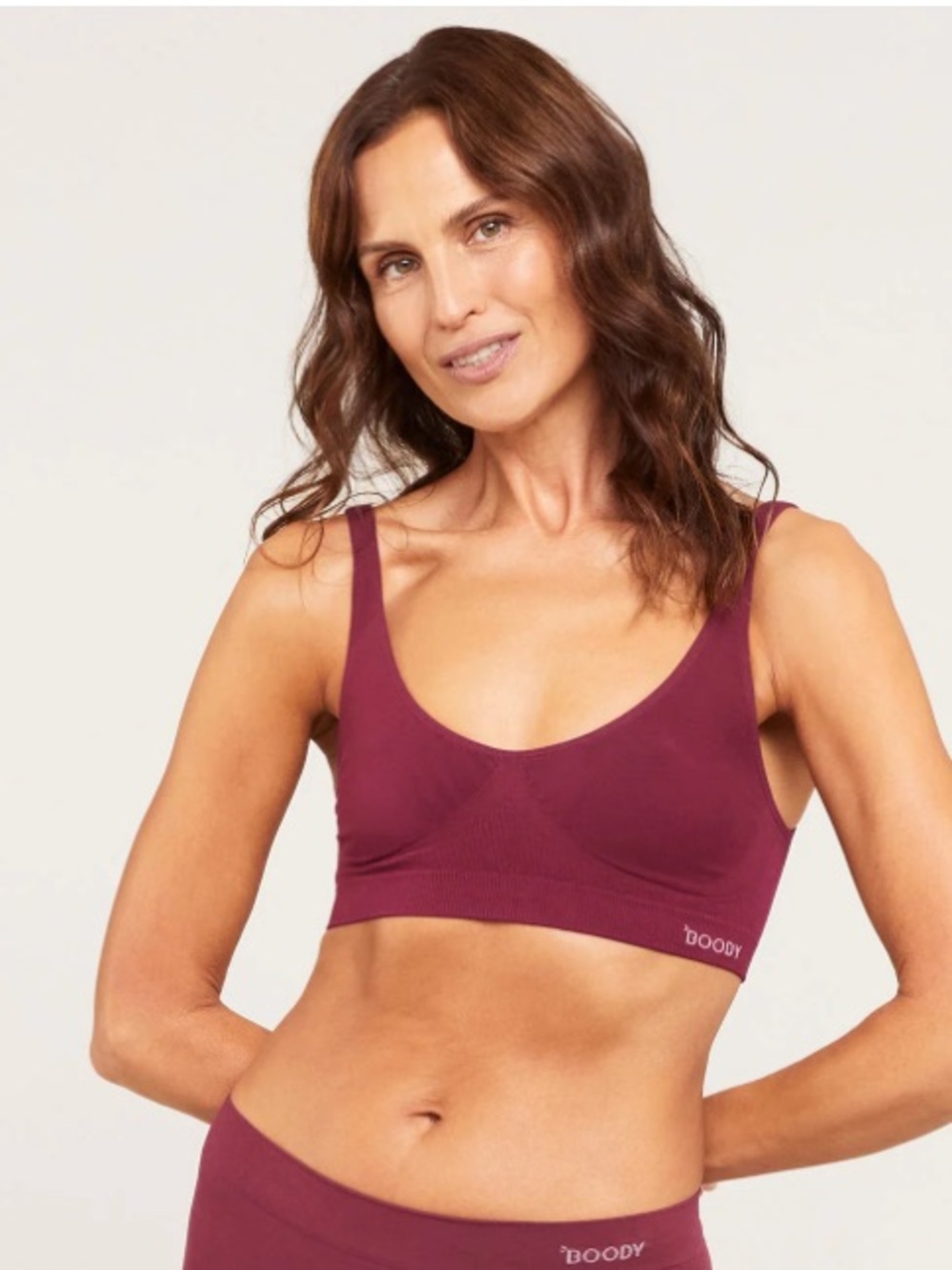 BOODY Burgundy Seamless V-Neck Soft Bra